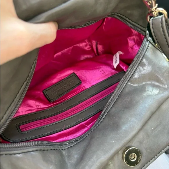 Chocolate Gray Velvet Bow Shoulder Bag - Picture 8 of 9